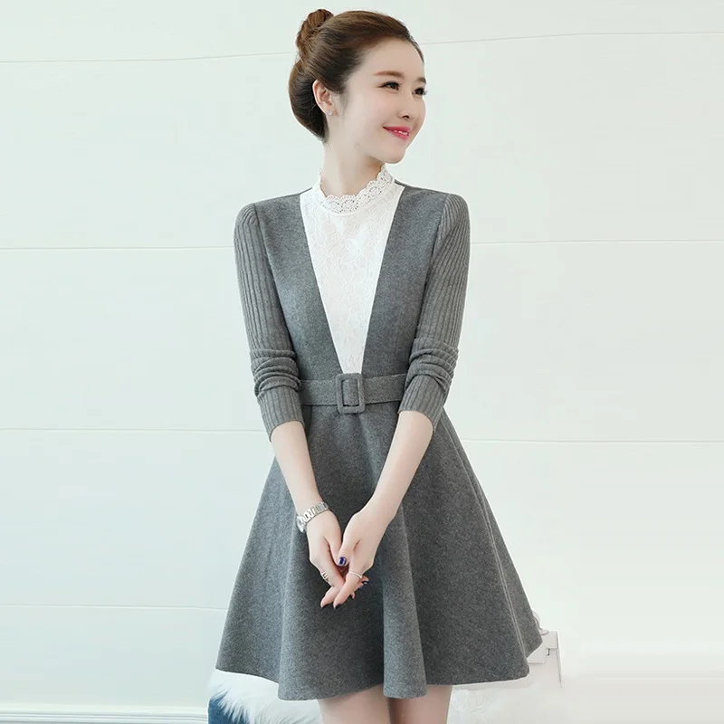  Casual  Wool Dress Korean  Style  2022 New Autumn Winter 