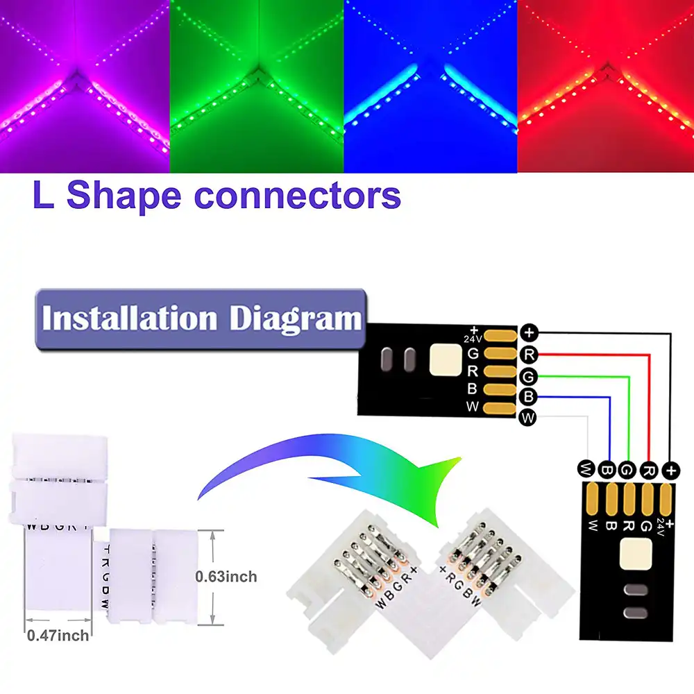 5 шт. коннектор для светодиодной ленты rgb RGBW L X T образный сплиттер без пайки