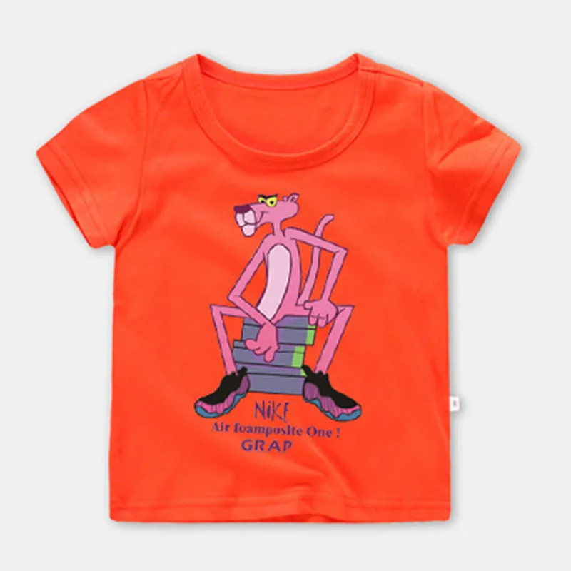 Moggi Cat 2019 Summer Boys Clothes Sport Suit Pink Panther Short Sleeve Children's Clothing Top Tee Boys Girls Clothes (8)