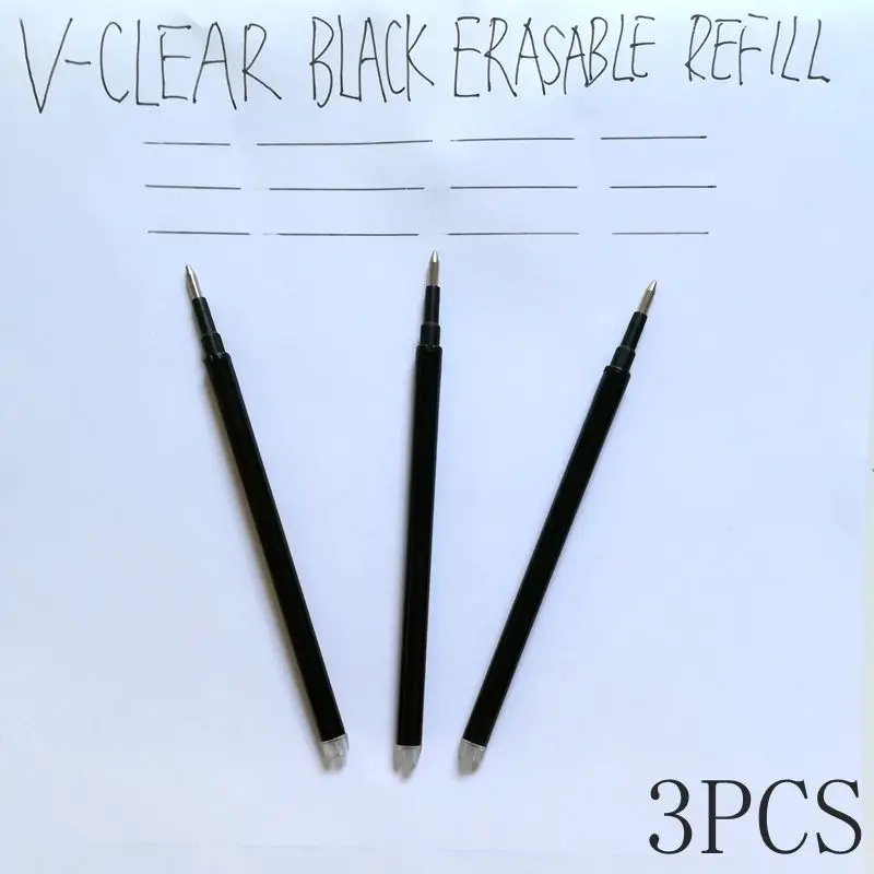 VCLEAR Cute Erasable Pen 0.7mm Green Purple Unisex Gel Ink Pen Writing Signature Pen School Office Stationery Strong Quality - Цвет: 3 pcs Black Refill