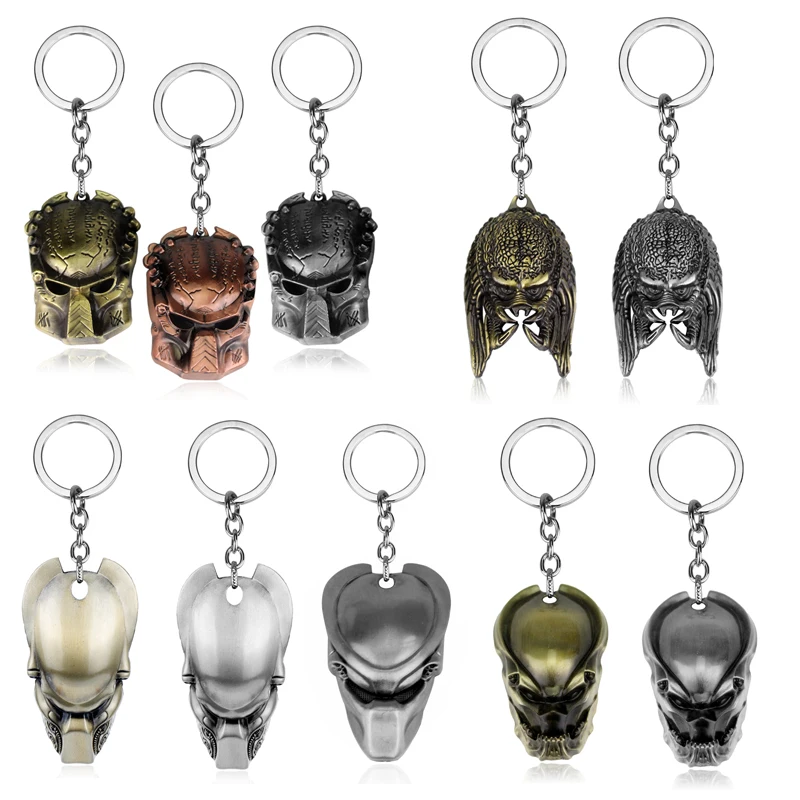 

Alien Predator Mask Key Chains Metal Charm Jewelry pendant Key Ring Movie Trinket Car Keyholder Backpack Keychain llavero