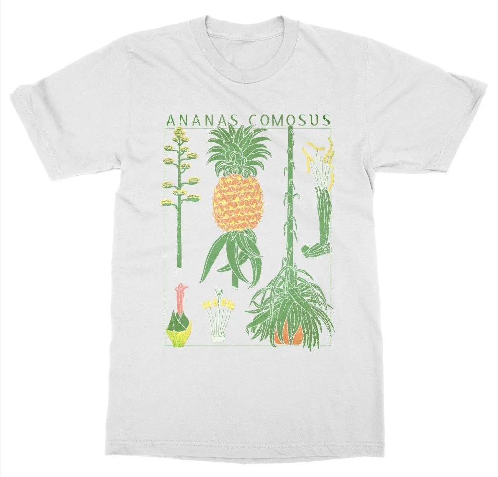 

Pineapple T-Shirt Botanical Garden Plant Print Art Botany Bloom Fruit Flower 2019 New Summer Men Cotton Short Sleeve T Shirt