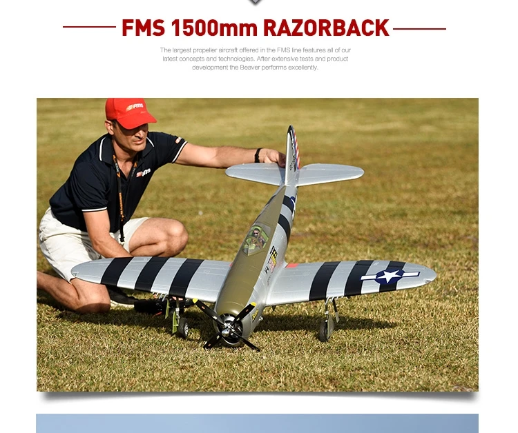 Радиоуправляемый самолет FMS 1500 мм 1,5 м P47 P-47 Razorback 6CH с втягиванием светодиодный 6S EPO PNP масштаб Gaint Big Warbird модель самолета