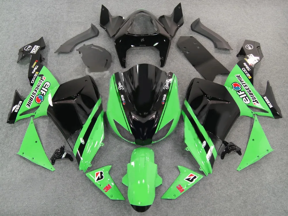 

CUSTOM Motorcycle Fairing kit for KAWASAKI Ninja ZX10R 2006 2007 ZX10R 06 07 Fashion green black ABS Fairings set+7 gifts SK55