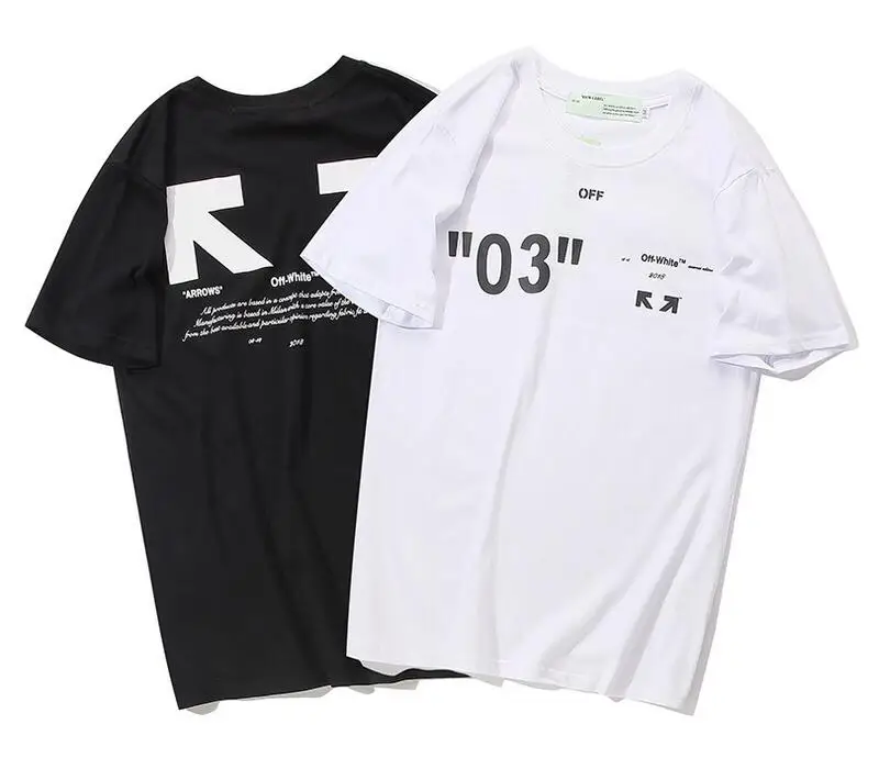 

Tide brand arrow "03" 19SS Off-White OW Men/Women Unisex Couple Lovers sweetheart models Cotton Short sleeve Round neck T-shirt