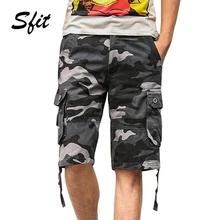 Sfit летние мужские камуфляжные стиль сафари пляжные шорты в повседневном стиле свободные мульти-карманные рабочие шорты большие военный комбинезон