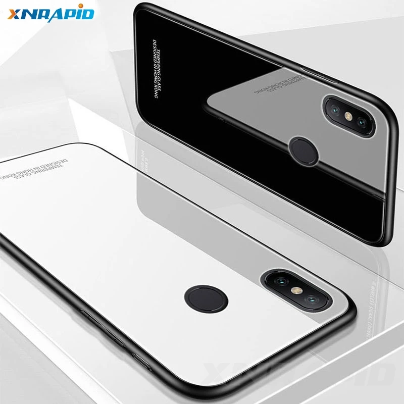 

XNRAPID luxury original hard glass mirror case for xiaomi mi 8 se 8se mi8 mi8se silicone tpu armor back coque phone cover etui