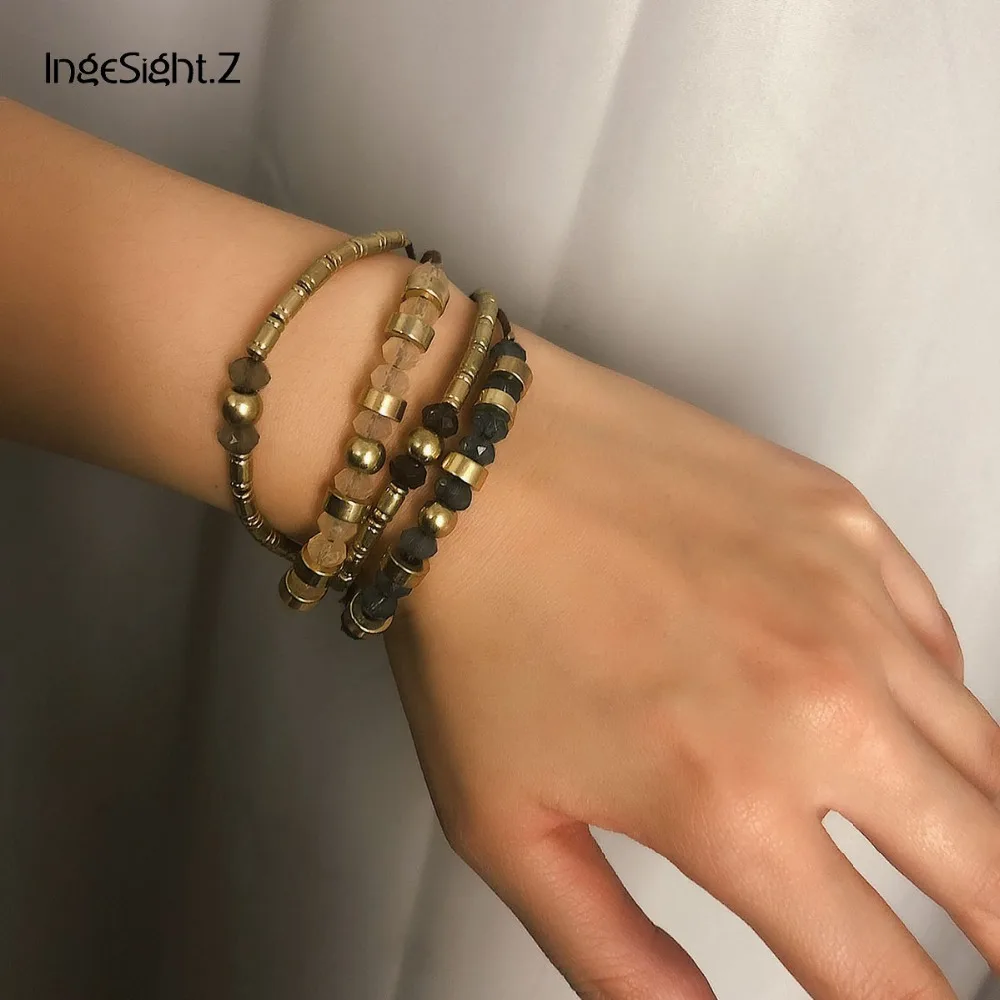 

IngeSight.Z Bohemian Multi Layered Beaded Bracelets Bangles Charm Adjustable Rope Bracelet Wrist Chain for Women Femme Jewelry