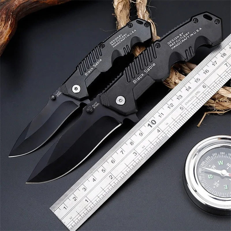 

Black Stainless Steel Pocket Hunting Knife Folding Blade Edc Field Camping Survival Tactic Militar Tactical Knives