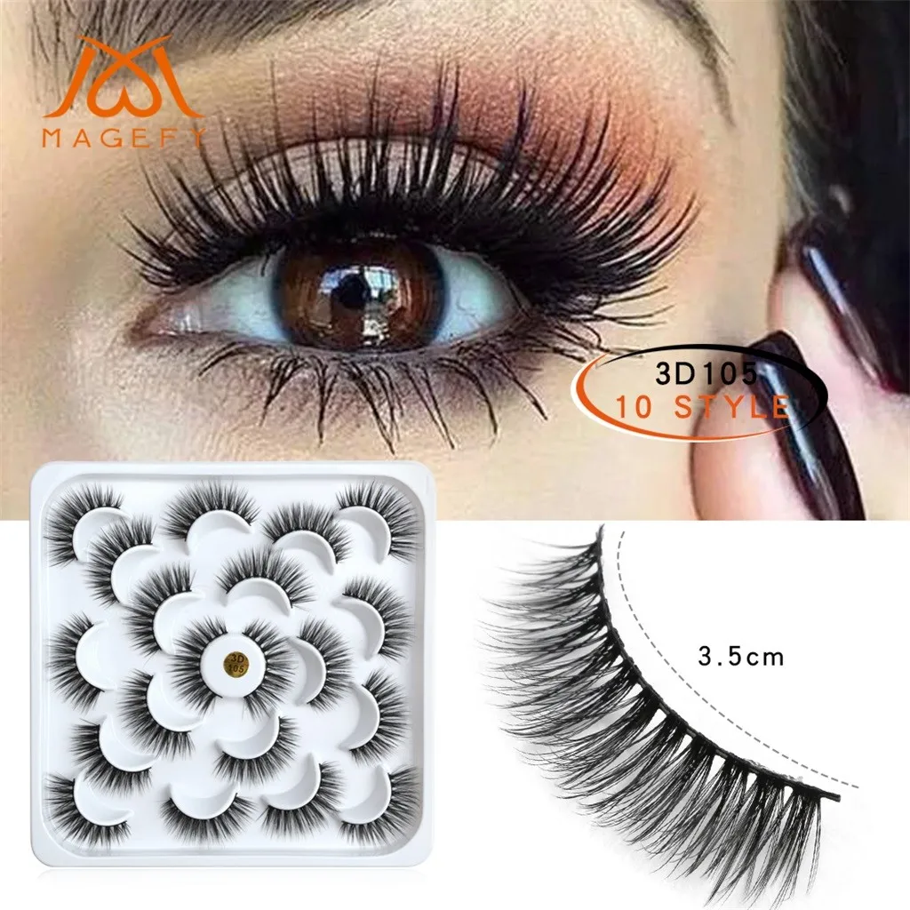 

10 Pairs Of 3D Eyelashes hand made Makeup Tools Mink Fur With Soft Long Curly And Warped Many Layer Eyelashes zsmw