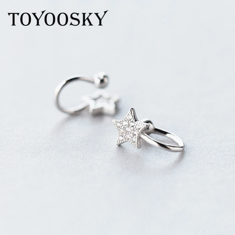 TOYOOSKY 1 пара модные серьги Клипсы из серебра 925 пробы с фианитами клипсы для женщин
