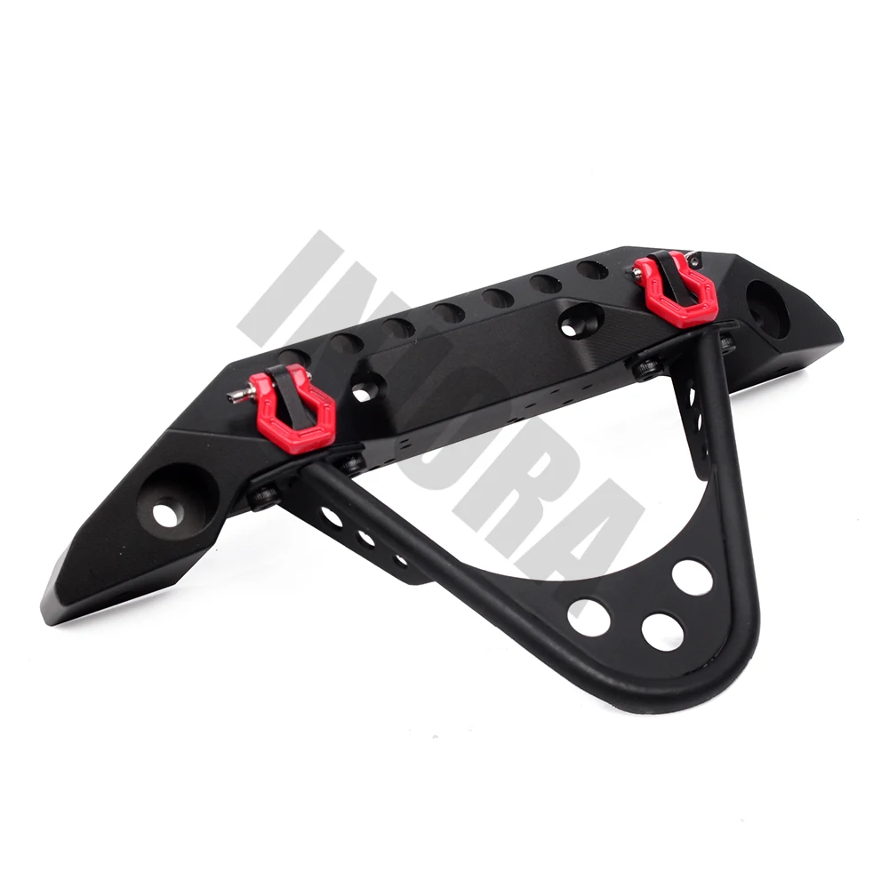 INJORA Metal Black Front Bumper with Light for 1/10 RC Crawler Car Traxxas TRX-4 Axial SCX10 & SCX10 II 90046