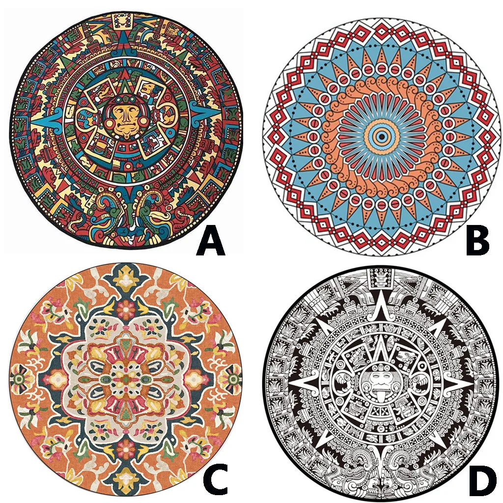

Square colorful ethnic style European flower polyester carpet home kitchen bathroom non-slip carpet children's floor mat H0508