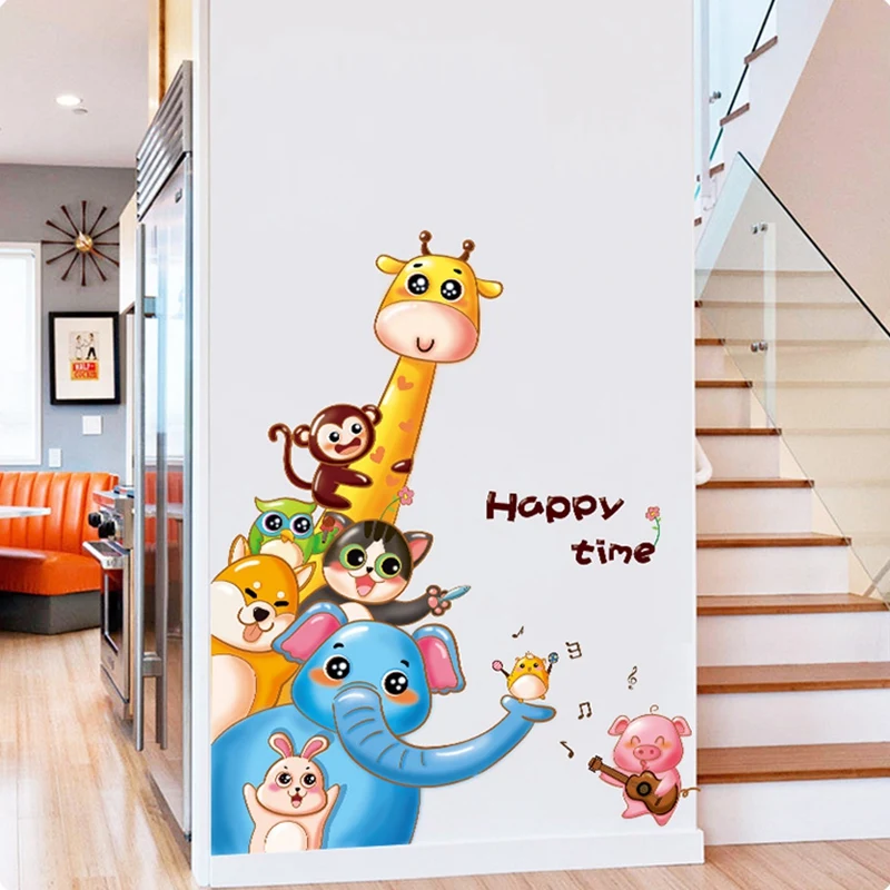 

HAPPY TIME Wall stickers for children paper on the wall home decor kids living room bedroom decoration accessories sticker mural