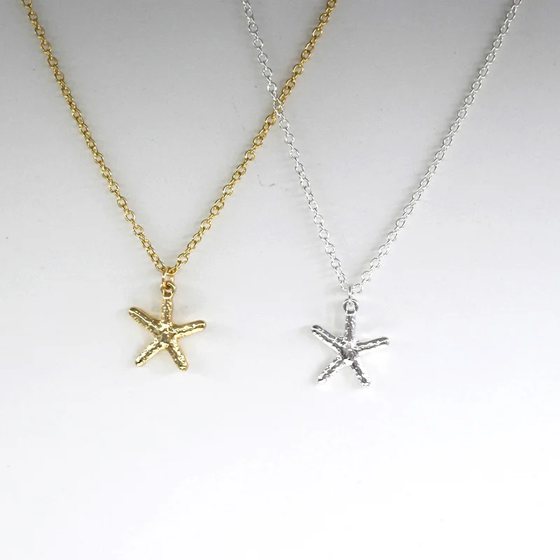 

Hot Selling Simple Beach Starfish Necklace Sea Marine Animal Pendant Necklace Jewelry Gift for Friend Five-pointed Star Bracelet