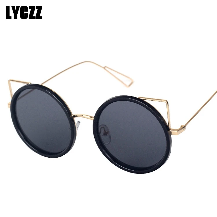 LYCZZ Кот уши Круглые Солнцезащитные очки кадр Дамская мода ультра легкий кошачий
