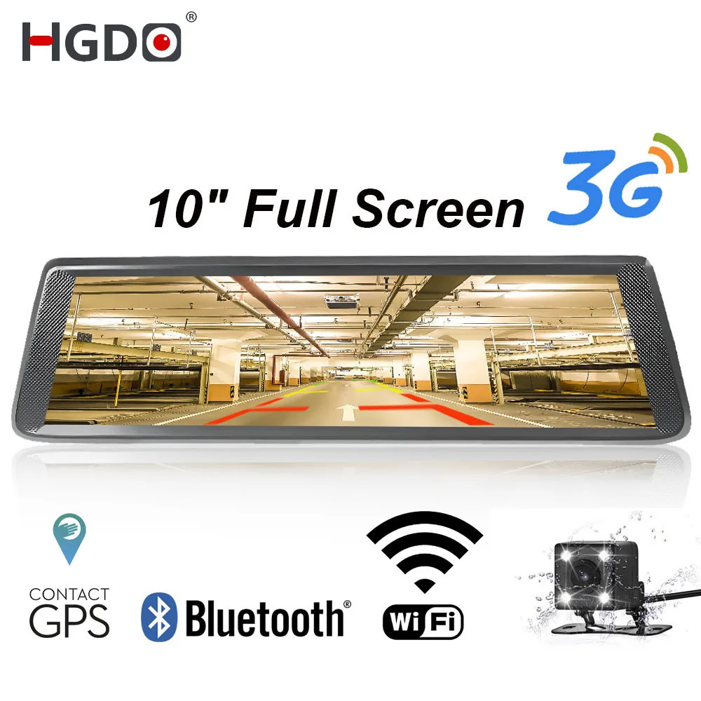 Автомобильные видеорегистраторы HGDO 10 &quotTouch Android 5 0 GPS навигаторы FHD 1080P зеркальный