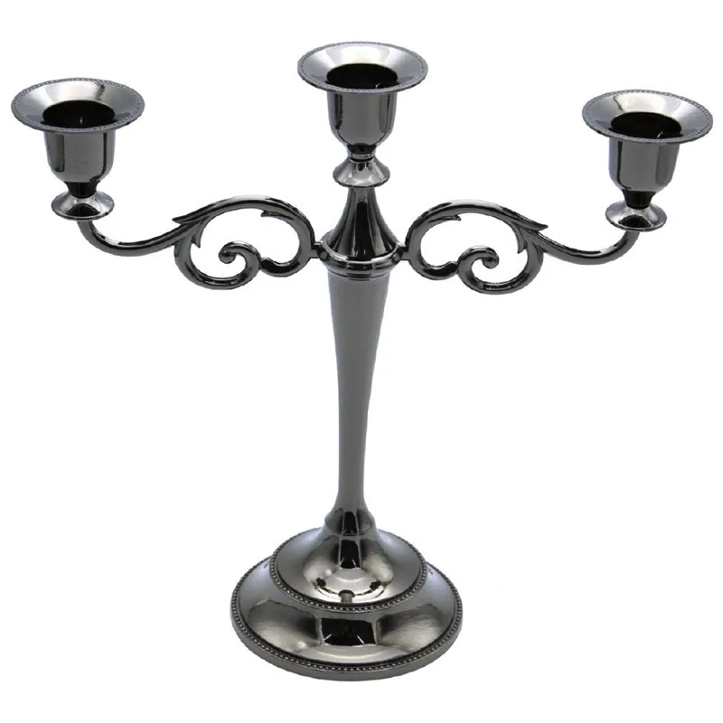 Metal Vintage Candelabra 10.6 inch Tall Black Candlestick Holders Set