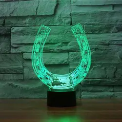 3D USB ребенок прикроватные сна Led Декор творческие ночные огни 7 цветов визуальный Подкова настольная лампа u-образный светильники подарки