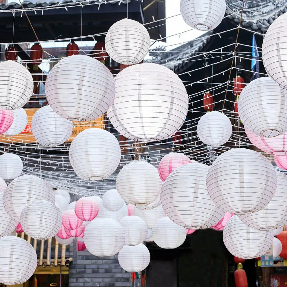 

10 pcs White Chinese Paper Lanterns Round Paper Lampion Wedding Babyshower Party Lanterns Decor 10/15/20/25/30/35/40cm