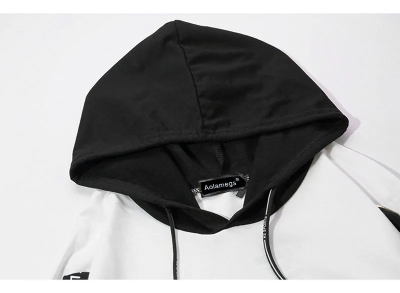 Aolamegs T Shirt Men Block Ribbon Hooded Men's Tee Shirts Short Sleeve T Shirt Fashion High Street Tees Hip Hop Streetwear (10)