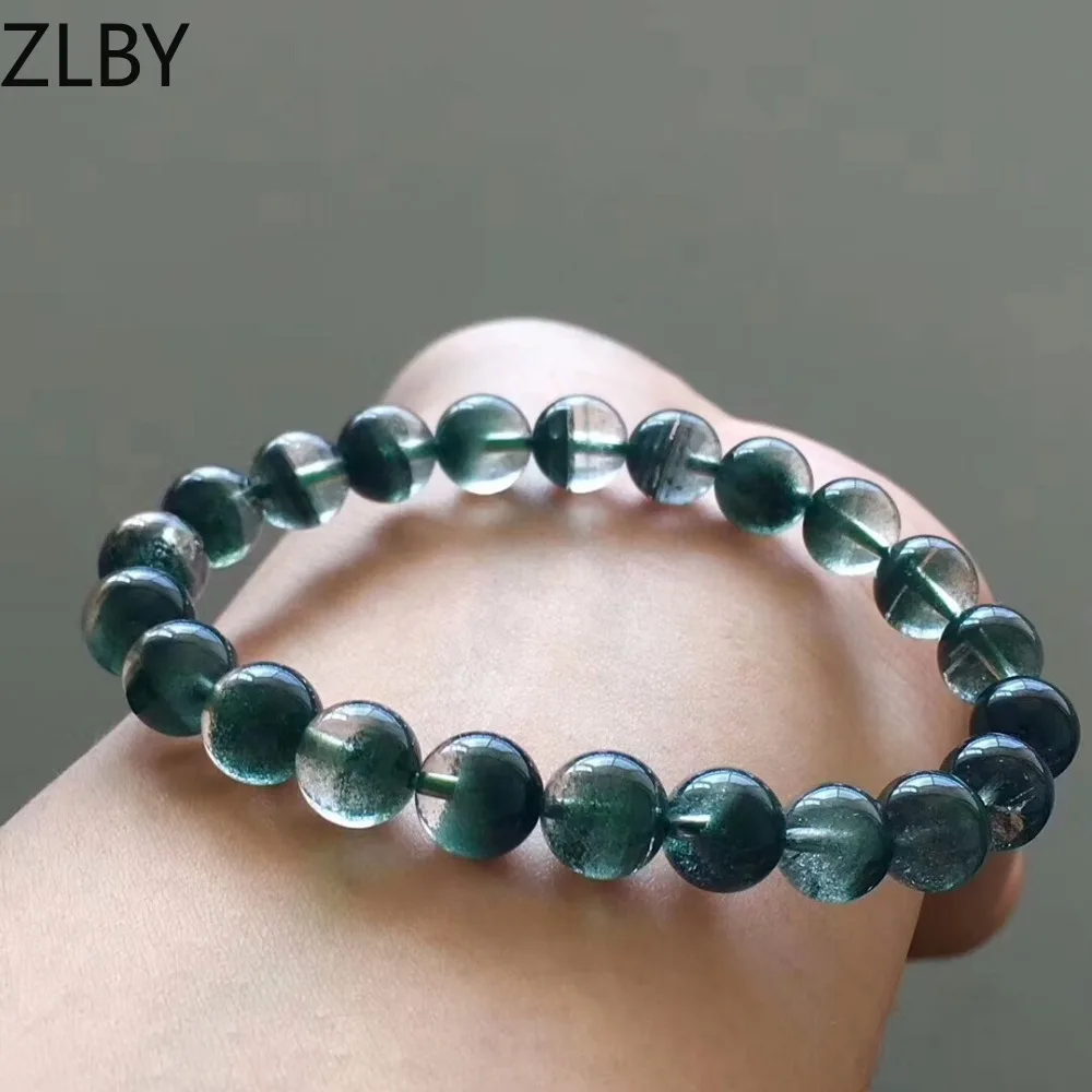 

Natural Green Phantom Quartz Crystal Wealthy Round Beads Bracelets Women Men Stretch Healing Crystal Phantom Bangle AAAAA