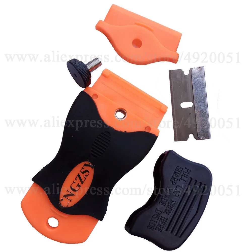 2PCS Plastic Handle Razor Scraper For Ceramic Glass Oven 100PCS Steel Blades Window Tinting Tool Glue Sticker Remover 2E12+E13