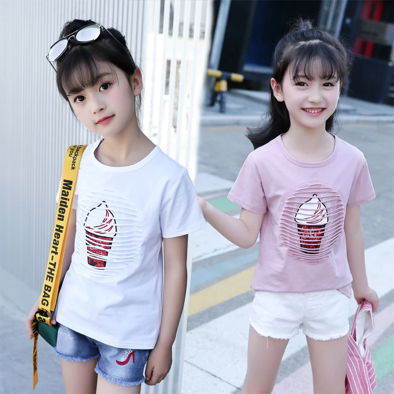 Fashion Style Sequins Girls T Shirts Summer 18 Children Clothes Girls Short Sleeves Tshirts Kids Tee Tops 4 6 8 10 12 13 Years Tees Aliexpress