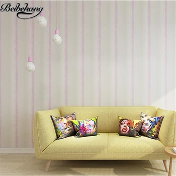 

beibehang Solid color vertical striped nonwovens wallpaper living room bedroom full of vegetarian furniture wallpaper simple TV