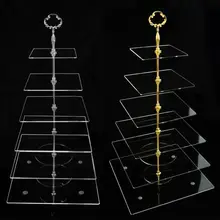 6 Ярусов Прозрачный акриловый квадратный стеклянный многоуровневый кекс стенд Плекси стеклянный торт стенд бесплатно FedEx