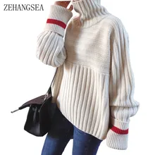 ZEHANGSEA-Winter new women's short section coarse knit pullover women's high collar thick bottom loose warm bottoming sweater