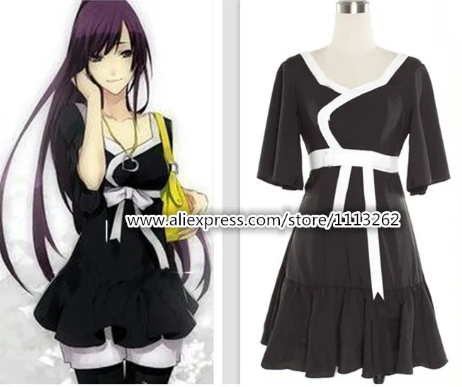 Anime Bakemonogatari Senjougahara Hitagi Black Costume Cosplay Dress
