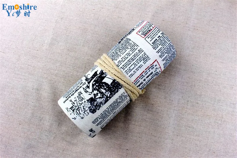 Emoshire English canvas color lead painting roller blind men and women pupils pencil pencil case pencil case Meng (4)
