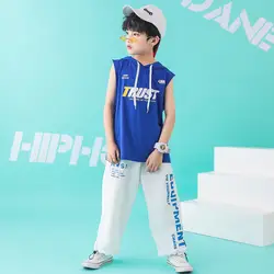 Детская одежда в стиле хип-хоп толстовка-Кенгурушка с капюшоном повседневные штаны для девочек и мальчиков, костюм для джазового танца