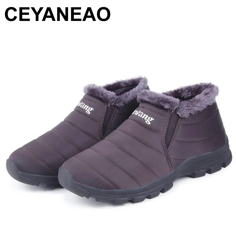 

CEYANEAO Woman Running Shoes Women Winter Keep Warm Plush Ankle Snow boots Outdoor Waterproof mother Sneakers Unisex plus size