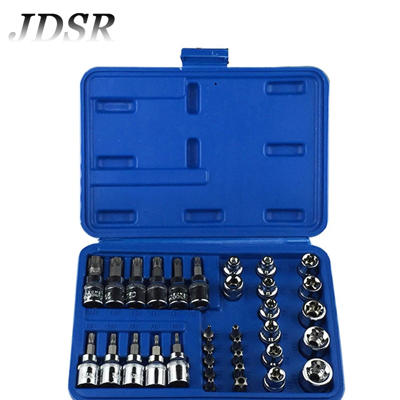 

34Pcs Hand Tools Inch Sleeve Chrome Vanadium Steel Socket Car Repair Tool Ratchet Set Torque Wrench Combination Bit a Wrench Set
