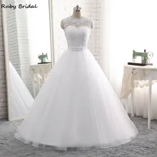 Ruby Bridal Элегантный Vestido De Noiva длинное бальное платье Свадебные платья Дешевые Белый Тюль ремень с аппликацией на шнуровке свадебное платье PW68