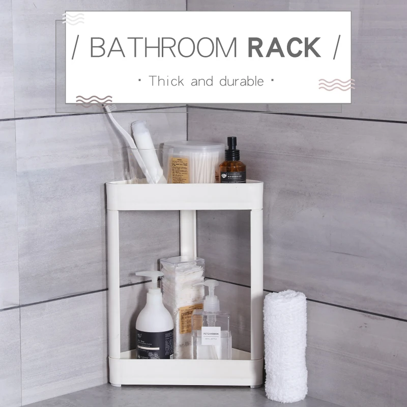 Для хранения в ванной комнате, тонкий двойной слой, стеллаж для хранения, утолщенный материал, маленькая угловая полка, белый, минималистичный стиль
