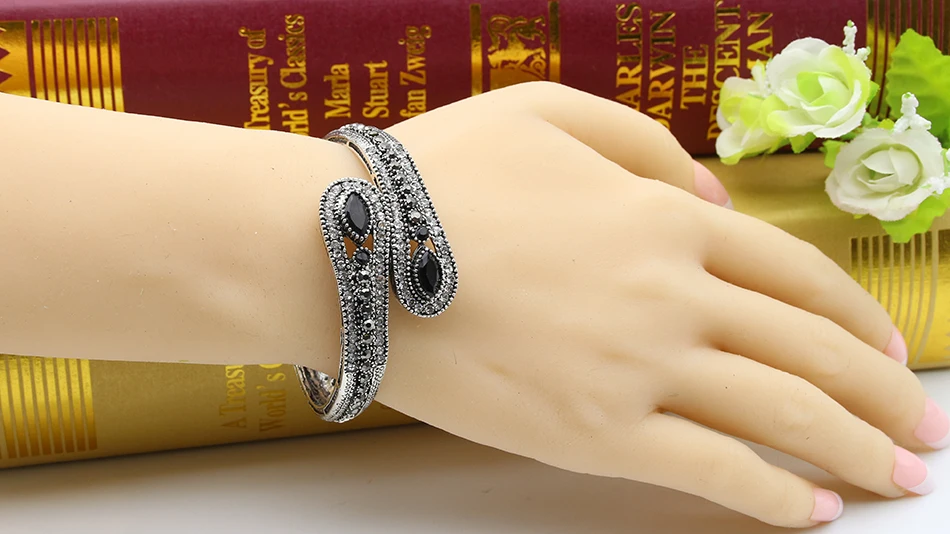 Классический Винтаж турецкий двойной ремень ювелирные женские браслеты Античное золото и серебро Покрытие Кристалл браслет и браслет Bijoux дамы подарок