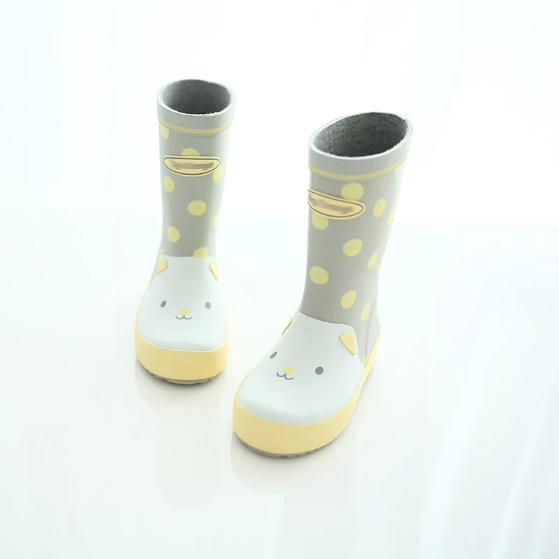 YESELLO/резиновые сапоги для дождливой погоды из натуральной резины; обувь на плоском каблуке средней высоты; нескользящая подошва для малышей и студентов - Цвет: grey 17cm