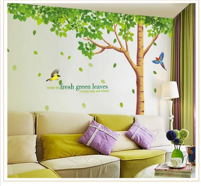 Большой наклейки на стену DIY Съемный Wall Art Наклейки 3 1 м Экстра дерево с зелеными