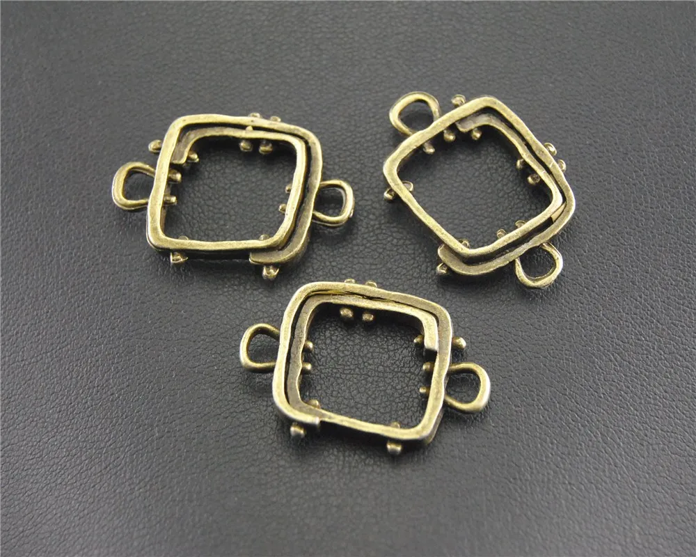 8pcs Antique Bronze Frame Charm Connector Fits Bracelets Jewelry Making