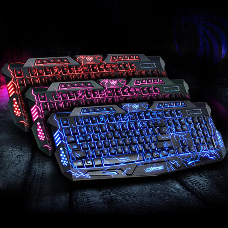 

High quality and brand new ergonomic design 3 Colors USB Illuminated LED Backlit Backlight waterproof Gaming Crack Keyboard