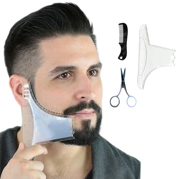 

Beard Shaping Tool Kit Beard Grooming Stencil Template Comb Scissors Barber Tool SK88
