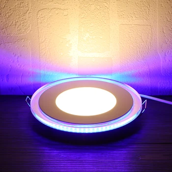 

Panel Light AC 100-245V 15W LED Panel Light Recessed Square Shape DuaL Color Blue and White Lamp Downlight 2018 new