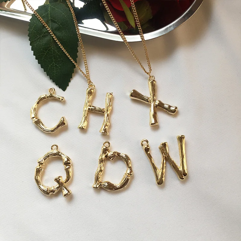 

2019 new bamboo alloy necklace 26 letters factory direct sweater chain jewelry female hot sale