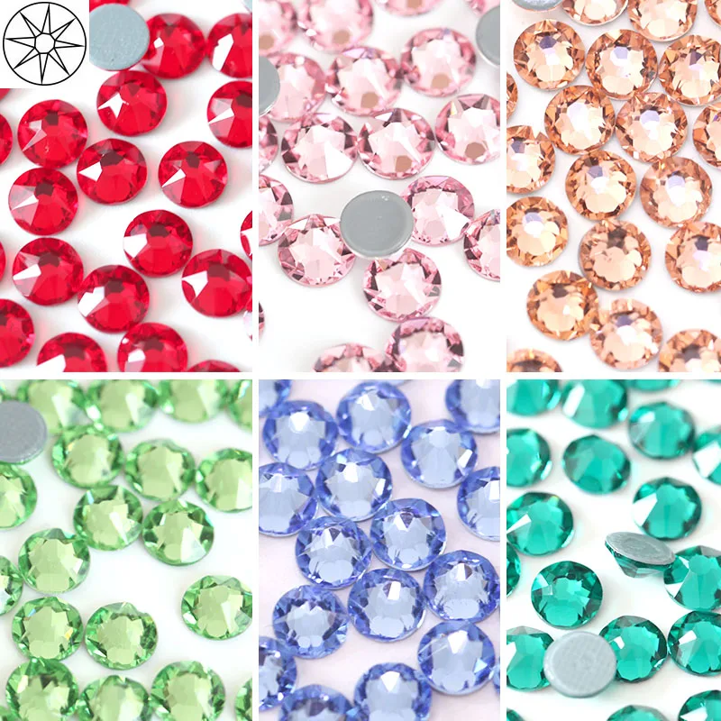 

1440pcs Mulit Colors Glass Hot Fix Rhinestone 2088 Cut Facets 8 Big 8 Small Iron On Hotfix Rhinestones For Motif E7053