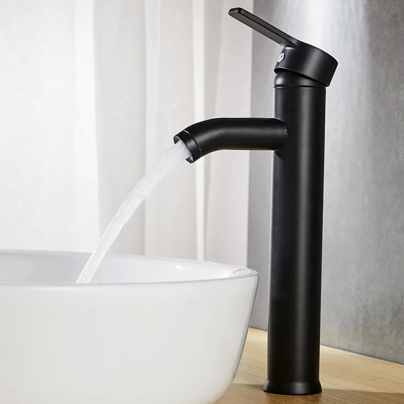 

Black matte matte 304 stainless steel faucet bathroom basin washbasin countertop bathroom faucet hot and cold mixer
