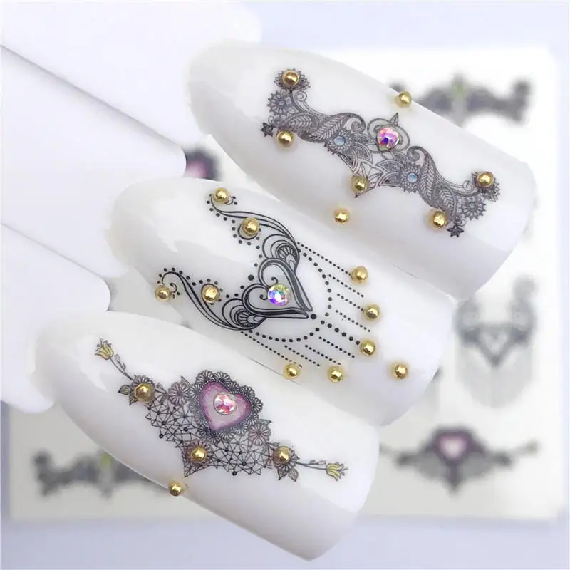 

1 Sheet Black Necklace Jewelry Design For Nail Art Watermark Tattoo Decorations Nail Sticker Water Transfer Decals Decoration