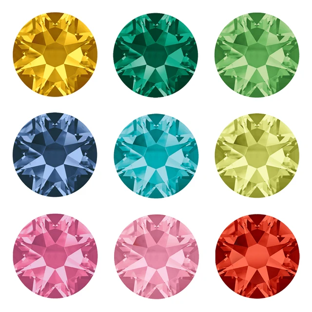 Disc YANRUO 2088 Hot Fix 8 Big 8 Small Stones And Crystals Needlework Flat Back Strass DIY Hotfix Rhinestones For Clothes